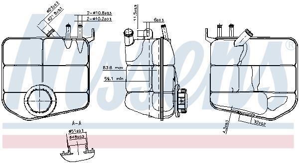 Vase d'expansion, liquide de refroidissement (Réservoir liquide de refroidissement) NISSENS ref. 996143