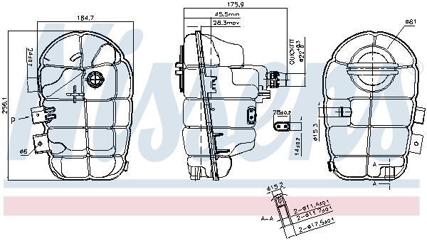 Vase d'expansion, liquide de refroidissement (Réservoir liquide de refroidissement) NISSENS ref. 996145