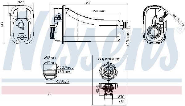 Vase d'expansion, liquide de refroidissement (Réservoir liquide de refroidissement) NISSENS ref. 996155