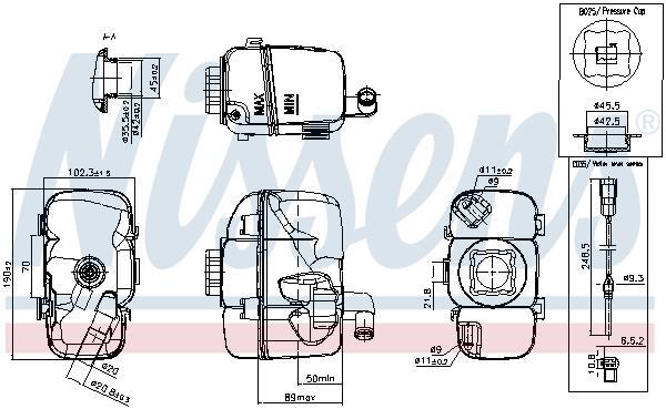 Vase d'expansion, liquide de refroidissement (Réservoir liquide de refroidissement) NISSENS ref. 996181
