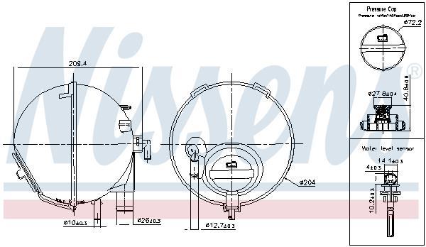 Vase d'expansion, liquide de refroidissement (Réservoir liquide de refroidissement) NISSENS ref. 996186