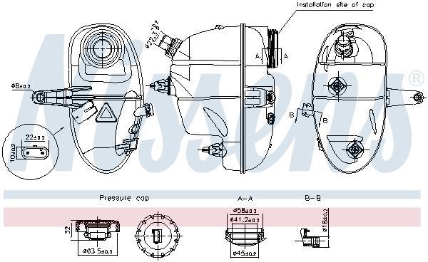 Vase d'expansion, liquide de refroidissement (Réservoir liquide de refroidissement) NISSENS ref. 996192