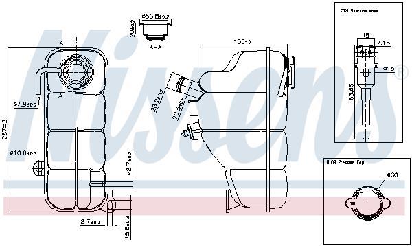 Vase d'expansion, liquide de refroidissement (Réservoir liquide de refroidissement) NISSENS ref. 996193