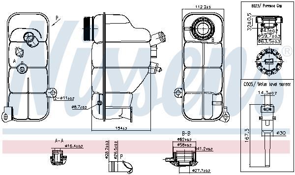 Vase d'expansion, liquide de refroidissement (Réservoir liquide de refroidissement) NISSENS ref. 996195