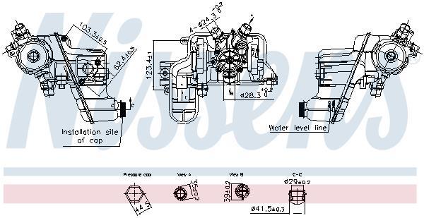 Vase d'expansion, liquide de refroidissement (Réservoir liquide de refroidissement) NISSENS ref. 996199