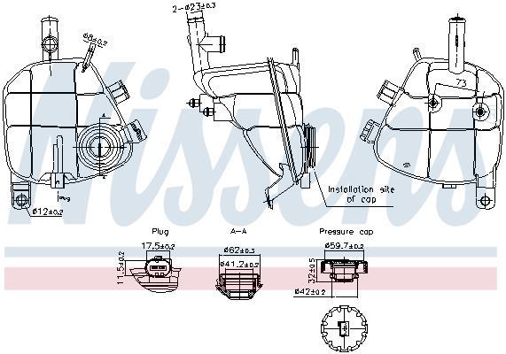 Vase d'expansion, liquide de refroidissement (Réservoir liquide de refroidissement) NISSENS ref. 996202
