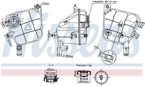 Vase d'expansion, liquide de refroidissement (Réservoir liquide de refroidissement) NISSENS ref. 996207