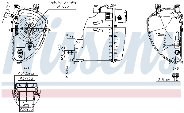 Vase d'expansion, liquide de refroidissement (Réservoir liquide de refroidissement) NISSENS ref. 996213