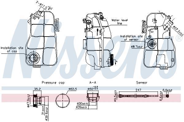 Vase d'expansion, liquide de refroidissement (Réservoir liquide de refroidissement) NISSENS ref. 996215