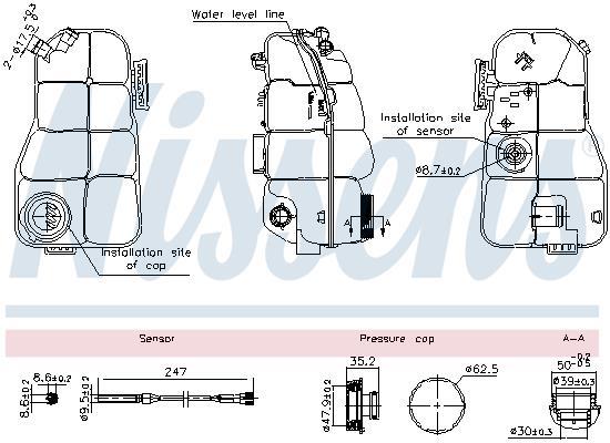 Vase d'expansion, liquide de refroidissement (Réservoir liquide de refroidissement) NISSENS ref. 996216
