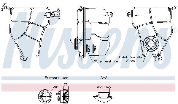 Vase d'expansion, liquide de refroidissement (Réservoir liquide de refroidissement) NISSENS ref. 996217
