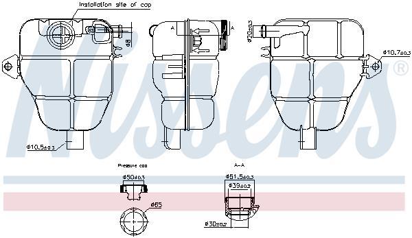 Vase d'expansion, liquide de refroidissement (Réservoir liquide de refroidissement) NISSENS ref. 996218