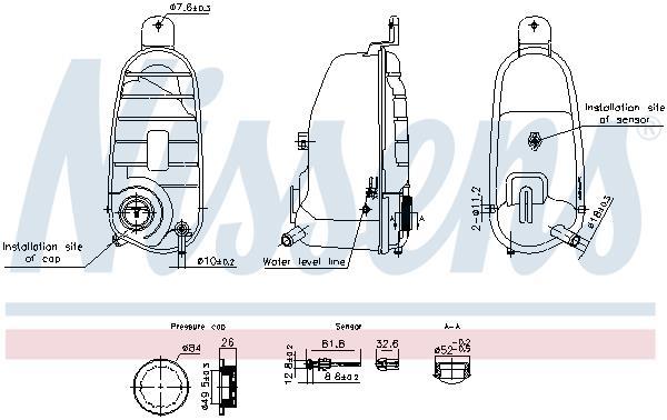 Vase d'expansion, liquide de refroidissement (Réservoir liquide de refroidissement) NISSENS ref. 996220