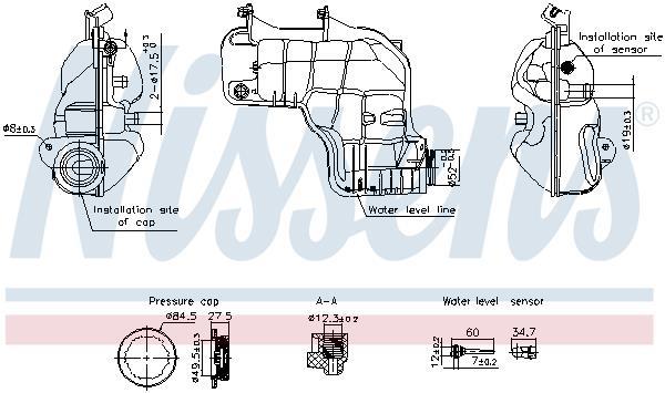 Vase d'expansion, liquide de refroidissement (Réservoir liquide de refroidissement) NISSENS ref. 996221