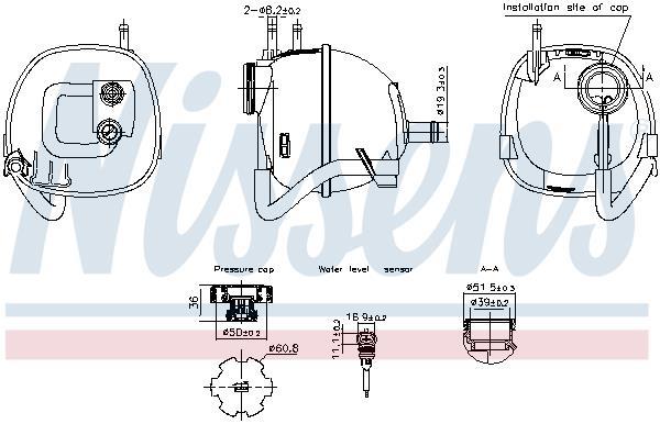 Vase d'expansion, liquide de refroidissement (Réservoir liquide de refroidissement) NISSENS ref. 996222