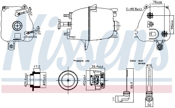 Vase d'expansion, liquide de refroidissement (Réservoir liquide de refroidissement) NISSENS ref. 996223