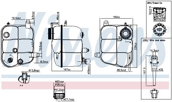 Vase d'expansion, liquide de refroidissement (Réservoir liquide de refroidissement) NISSENS ref. 996227