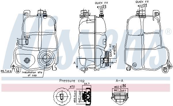 Vase d'expansion, liquide de refroidissement (Réservoir liquide de refroidissement) NISSENS ref. 996228