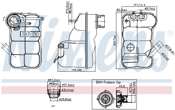 Vase d'expansion, liquide de refroidissement (Réservoir liquide de refroidissement) NISSENS ref. 996231