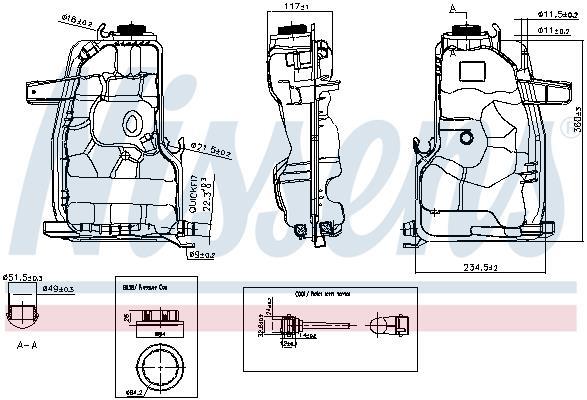 Vase d'expansion, liquide de refroidissement (Réservoir liquide de refroidissement) NISSENS ref. 996232