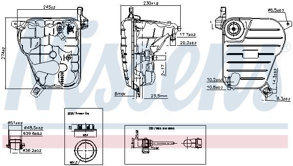 Vase d'expansion, liquide de refroidissement (Réservoir liquide de refroidissement) NISSENS ref. 996236