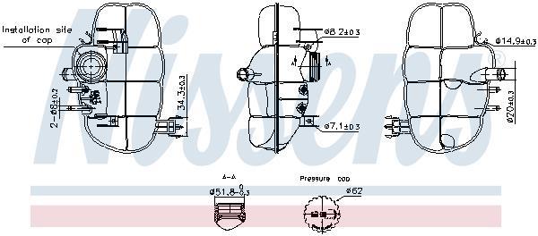 Vase d'expansion, liquide de refroidissement (Réservoir liquide de refroidissement) NISSENS ref. 996237