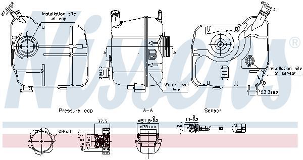 Vase d'expansion, liquide de refroidissement (Réservoir liquide de refroidissement) NISSENS ref. 996239