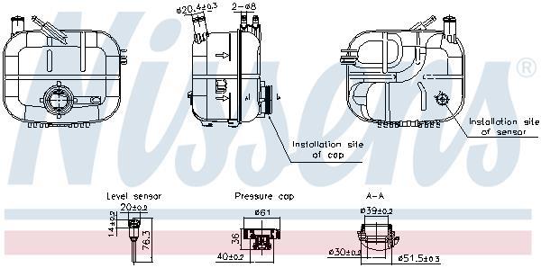 Vase d'expansion, liquide de refroidissement (Réservoir liquide de refroidissement) NISSENS ref. 996243