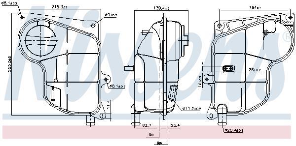 Vase d'expansion, liquide de refroidissement (Réservoir liquide de refroidissement) NISSENS ref. 996244