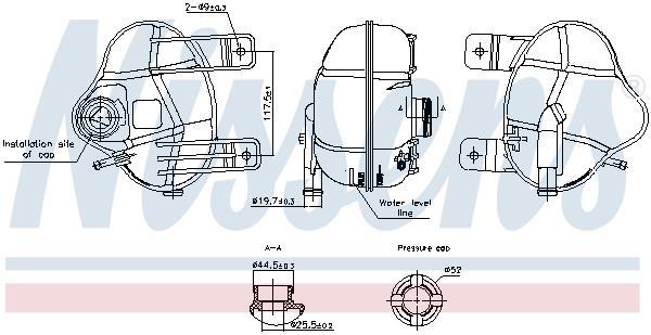 Vase d'expansion, liquide de refroidissement (Réservoir liquide de refroidissement) NISSENS ref. 996250