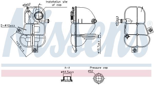 Vase d'expansion, liquide de refroidissement (Réservoir liquide de refroidissement) NISSENS ref. 996253