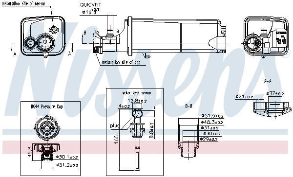 Vase d'expansion, liquide de refroidissement (Réservoir liquide de refroidissement) NISSENS ref. 996261