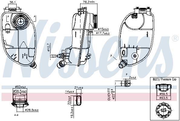 Vase d'expansion, liquide de refroidissement (Réservoir liquide de refroidissement) NISSENS ref. 996265