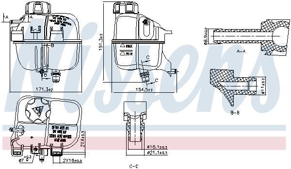 Vase d'expansion, liquide de refroidissement (Réservoir liquide de refroidissement) NISSENS ref. 996266