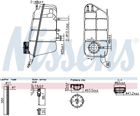 Vase d'expansion, liquide de refroidissement (Réservoir liquide de refroidissement) NISSENS ref. 996271