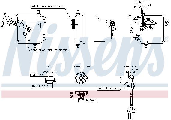 Vase d'expansion, liquide de refroidissement (Réservoir liquide de refroidissement) NISSENS ref. 996274