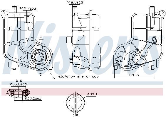 Vase d'expansion, liquide de refroidissement (Réservoir liquide de refroidissement) NISSENS ref. 996287
