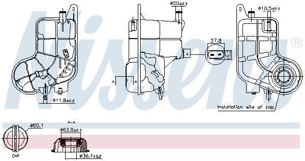 Vase d'expansion, liquide de refroidissement (Réservoir liquide de refroidissement) NISSENS ref. 996288