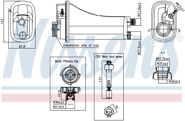 Vase d'expansion, liquide de refroidissement (Réservoir liquide de refroidissement) NISSENS ref. 996290