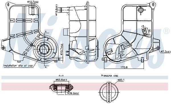 Vase d'expansion, liquide de refroidissement (Réservoir liquide de refroidissement) NISSENS ref. 996291