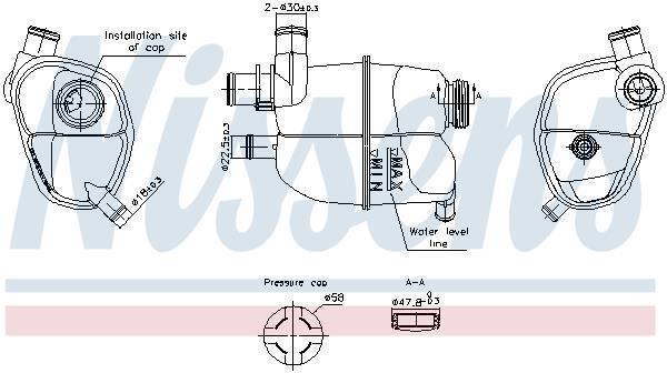 Vase d'expansion, liquide de refroidissement (Réservoir liquide de refroidissement) NISSENS ref. 996302
