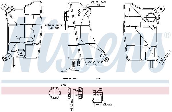 Vase d'expansion, liquide de refroidissement (Réservoir liquide de refroidissement) NISSENS ref. 996304