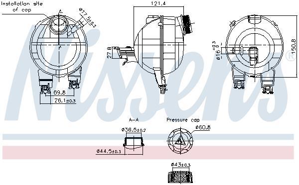 Vase d'expansion, liquide de refroidissement (Réservoir liquide de refroidissement) NISSENS ref. 996306