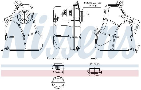 Vase d'expansion, liquide de refroidissement (Réservoir liquide de refroidissement) NISSENS ref. 996308