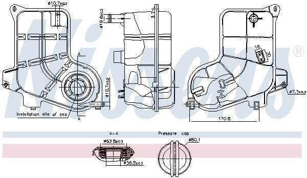 Vase d'expansion, liquide de refroidissement (Réservoir liquide de refroidissement) NISSENS ref. 996311