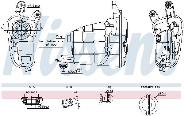 Vase d'expansion, liquide de refroidissement (Réservoir liquide de refroidissement) NISSENS ref. 996315