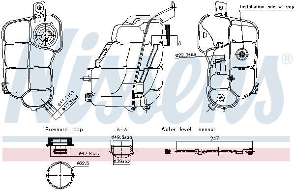 Vase d'expansion, liquide de refroidissement (Réservoir liquide de refroidissement) NISSENS ref. 996318