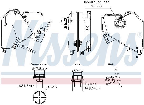 Vase d'expansion, liquide de refroidissement (Réservoir liquide de refroidissement) NISSENS ref. 996322