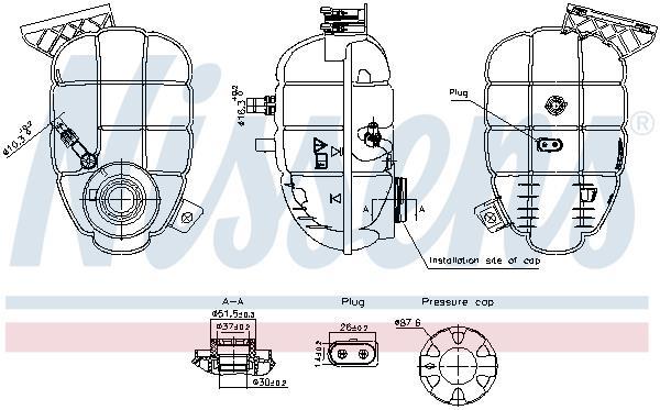 Vase d'expansion, liquide de refroidissement (Réservoir liquide de refroidissement) NISSENS ref. 996325