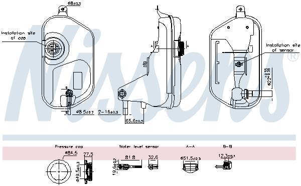 Vase d'expansion, liquide de refroidissement (Réservoir liquide de refroidissement) NISSENS ref. 996327